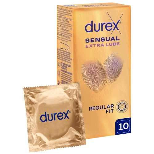 Durex Sensual Extra Lube PREZERWATYWY  Cienkie Nawilżane z lubrykantem 10 sztuk