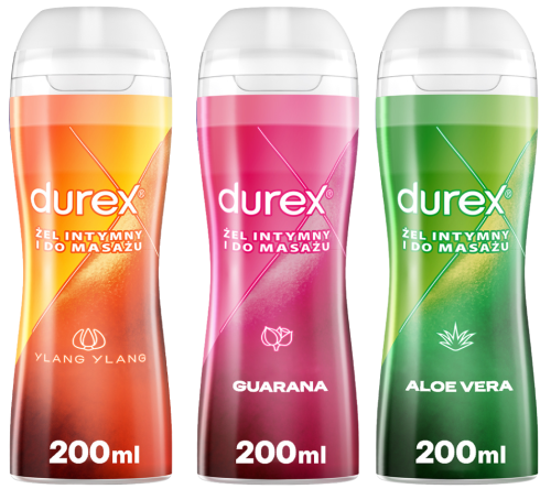 DUREX Play Massage 2 W 1 ALOE GUARANA YLANG YLANG ZESTAW 3x200ml