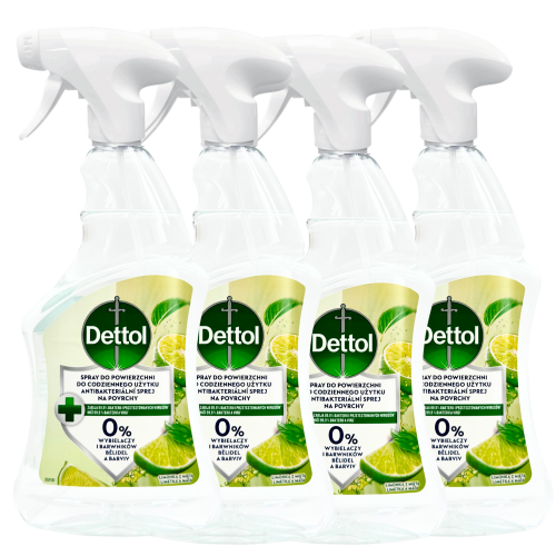 DETTOL Antybakteryjny spray do powierzchni limonka i mieta, 4x 500 ml